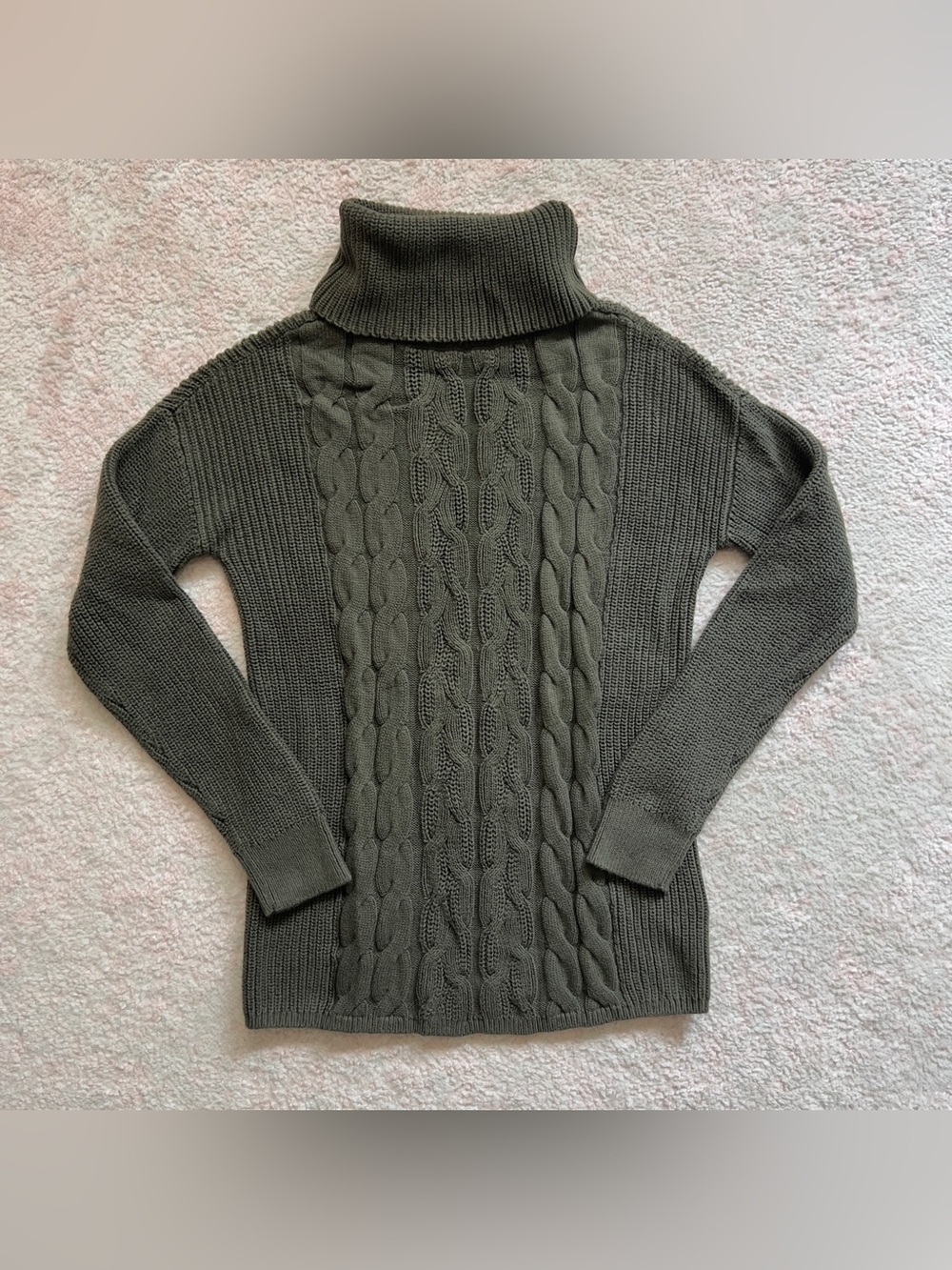 GAP Olive Cable Knit Turtleneck Sweater
